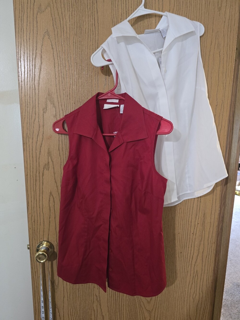 Nwt. Chico's Sleeveless Collared Button-Front Top - Red + White Shirts Bundle